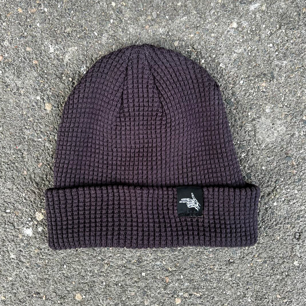 Lazy Bones Crew Waffle-Beanie in Graphitgrau aus Biobaumwolle