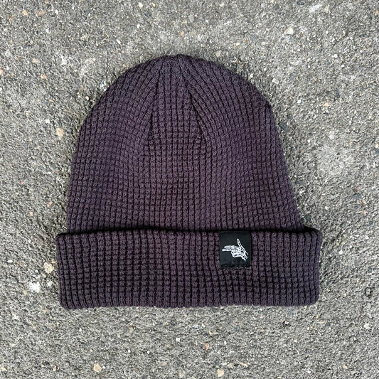Lazy Bones Crew Waffle-Beanie in Graphitgrau aus Biobaumwolle